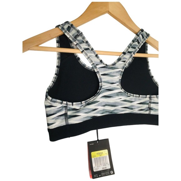 New Nike Pro Criss Cross Bra Top Dry Fit Workout Logo Athletic Geometric Gray S - Picture 12 of 16